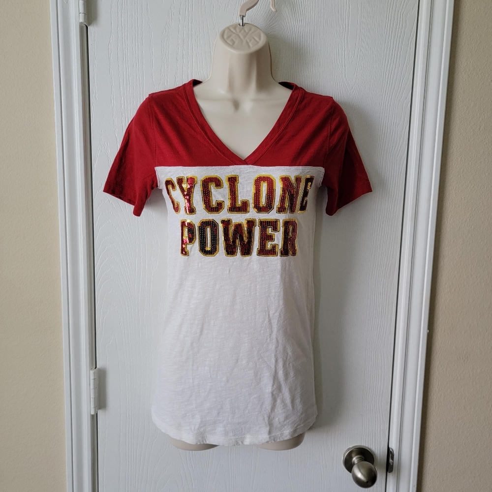 Pink Victoria's Secret Iowa State V Neck Tee